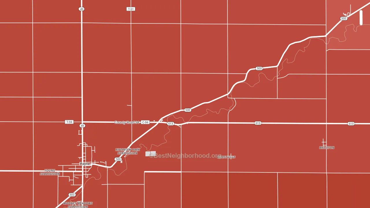 Worstville, OH block-group political-lean map