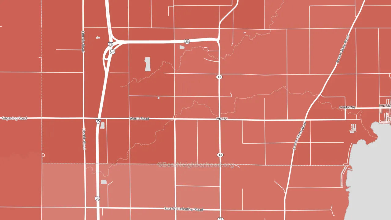 Worth, MI block-group political-lean map