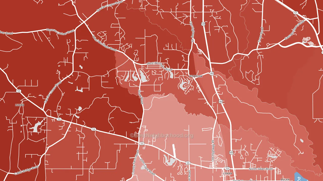 Wortham, MS block-group political-lean map