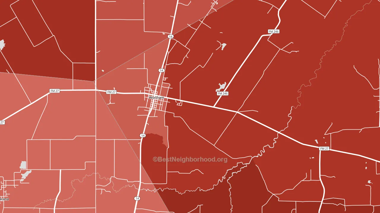 Wortham, TX block-group political-lean map