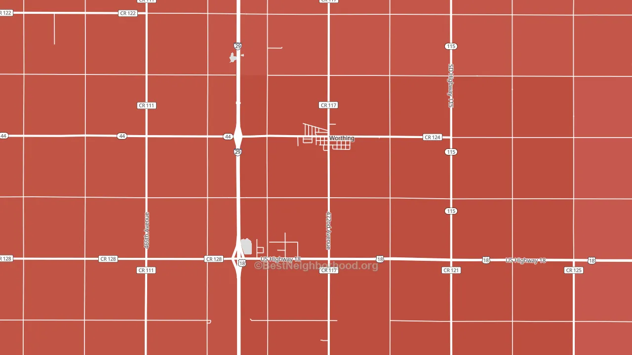 Worthing, SD block-group political-lean map