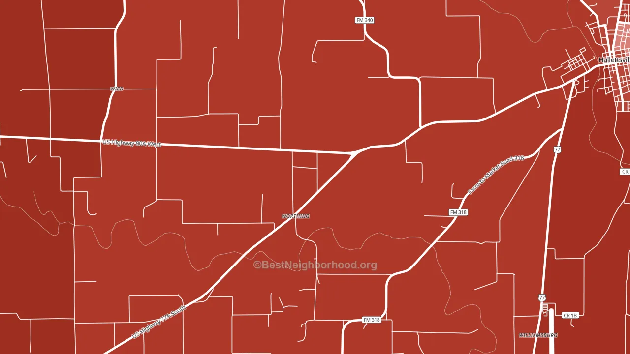 Worthing, TX block-group political-lean map