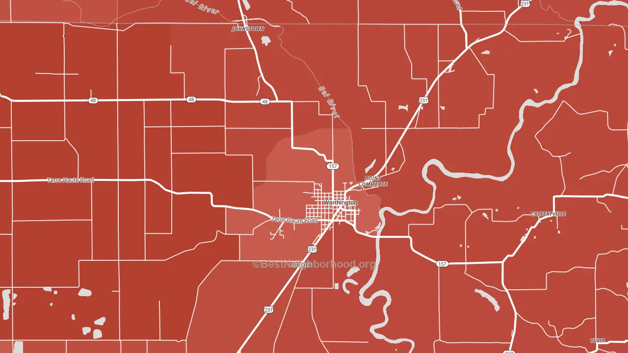 Worthington, IN block-group political-lean map