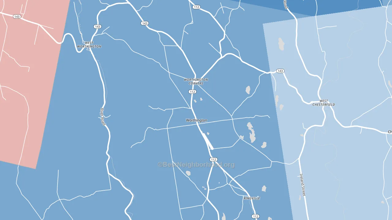 Worthington, MA block-group political-lean map