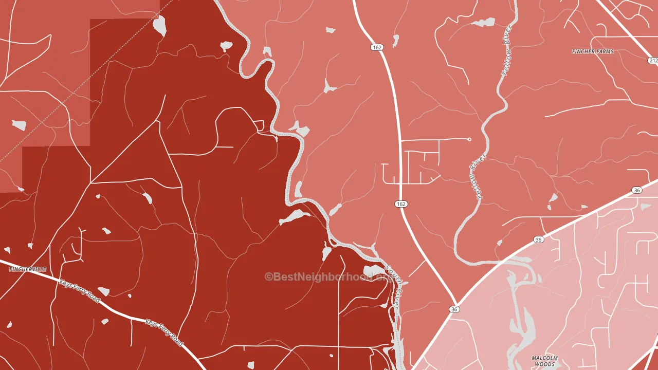 Worthville, GA block-group political-lean map