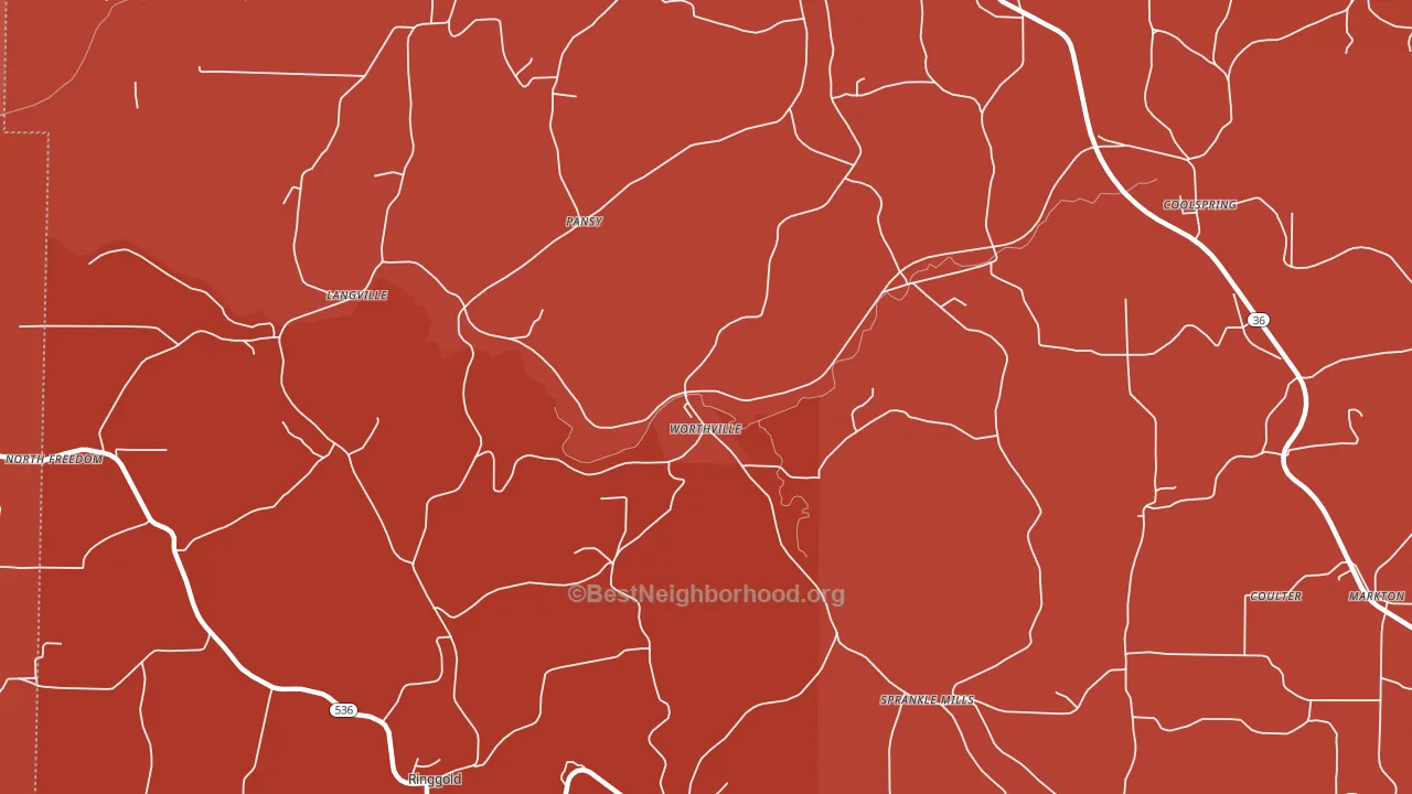 Worthville, PA block-group political-lean map
