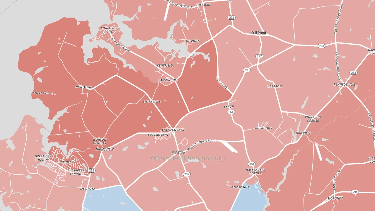 Worton, MD block-group political-lean map