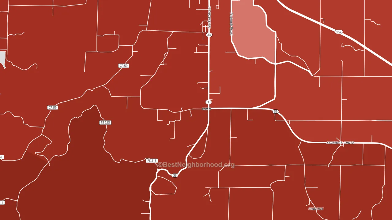 Wren, AL block-group political-lean map