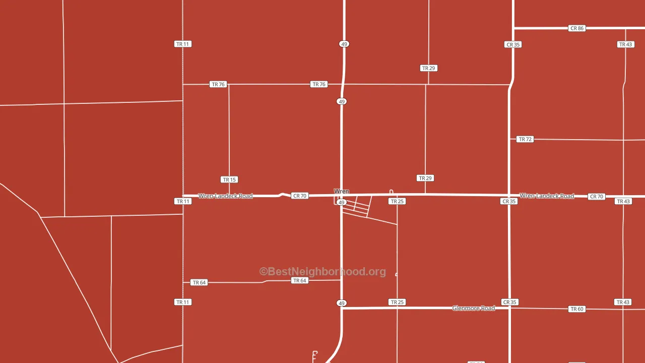 Wren, OH block-group political-lean map