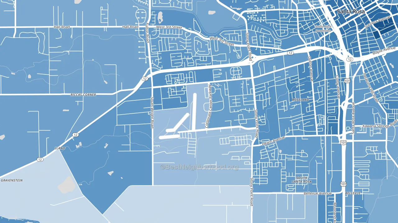 Wright Area, Santa Rosa, CA block-group political-lean map