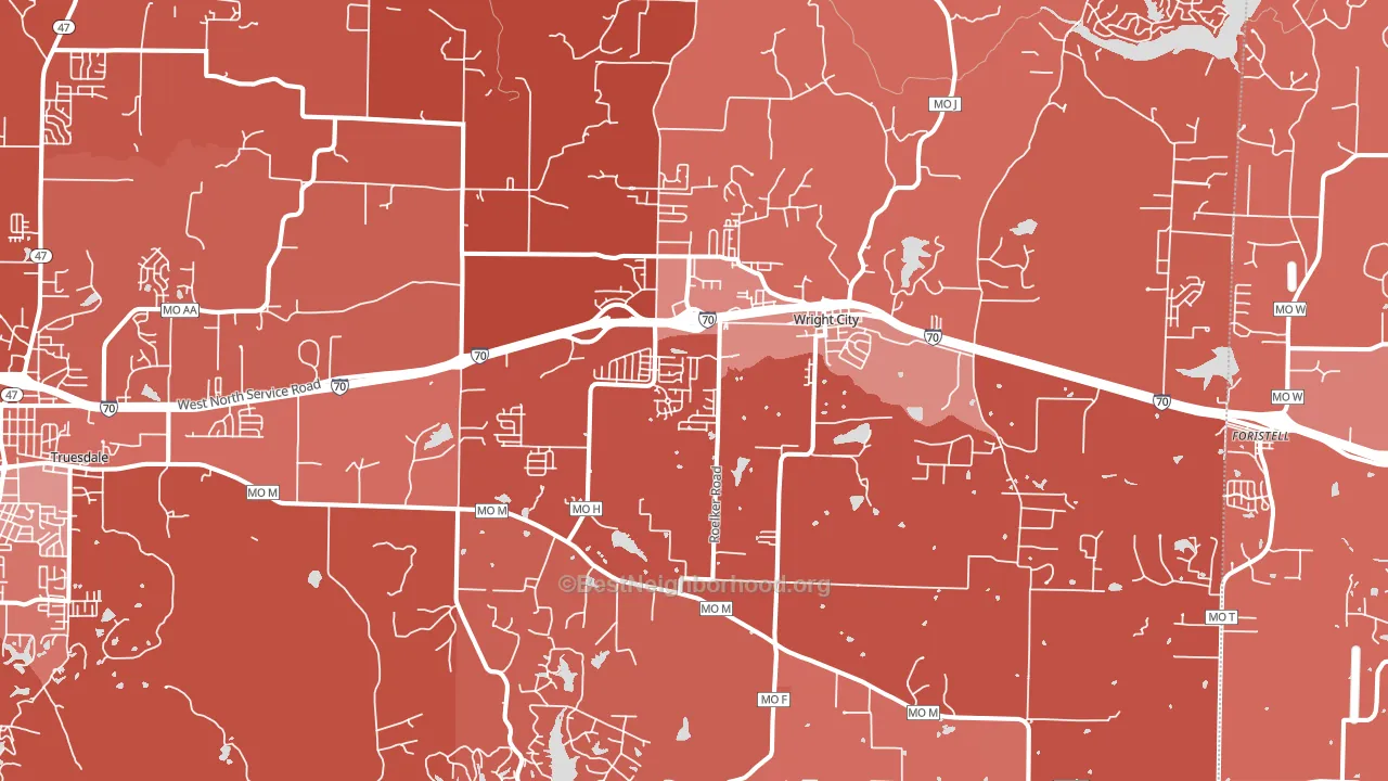 Wright City, MO block-group political-lean map