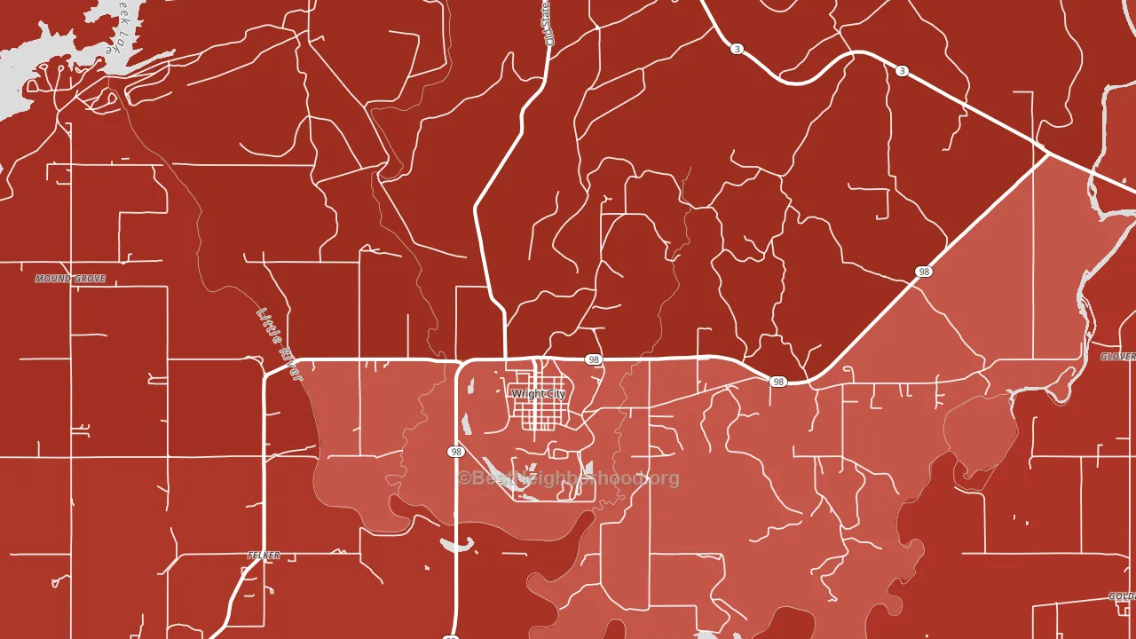 Wright City, OK block-group political-lean map