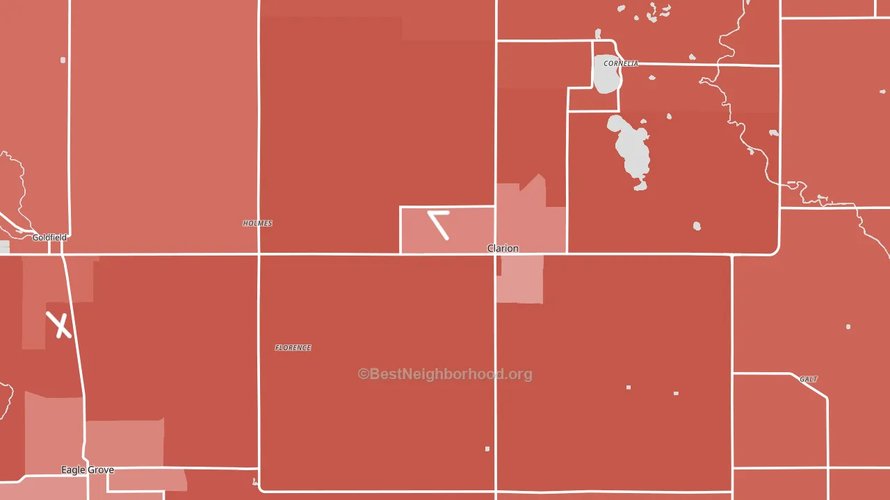 Wright County, IA block-group political-lean map