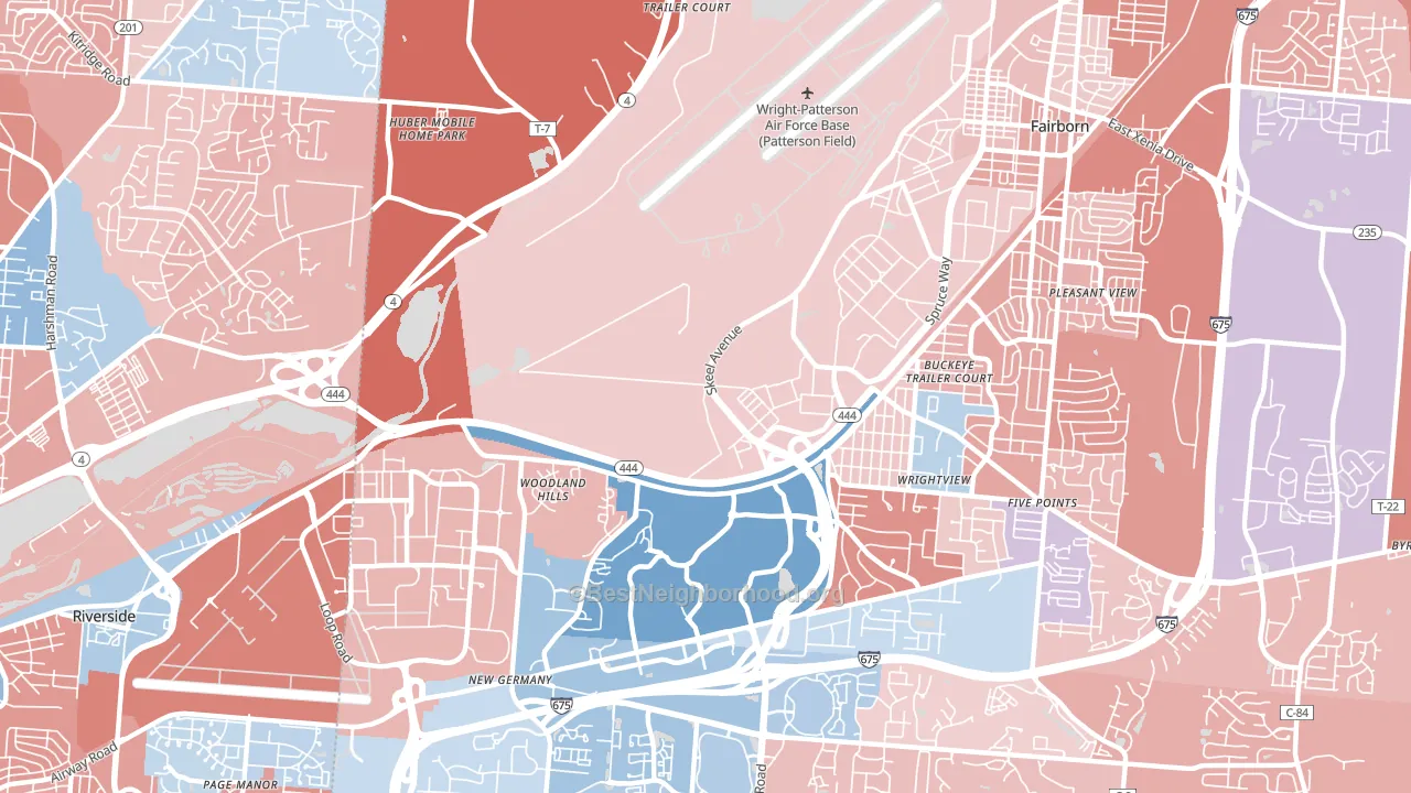 Wright-Patterson AFB, OH block-group political-lean map
