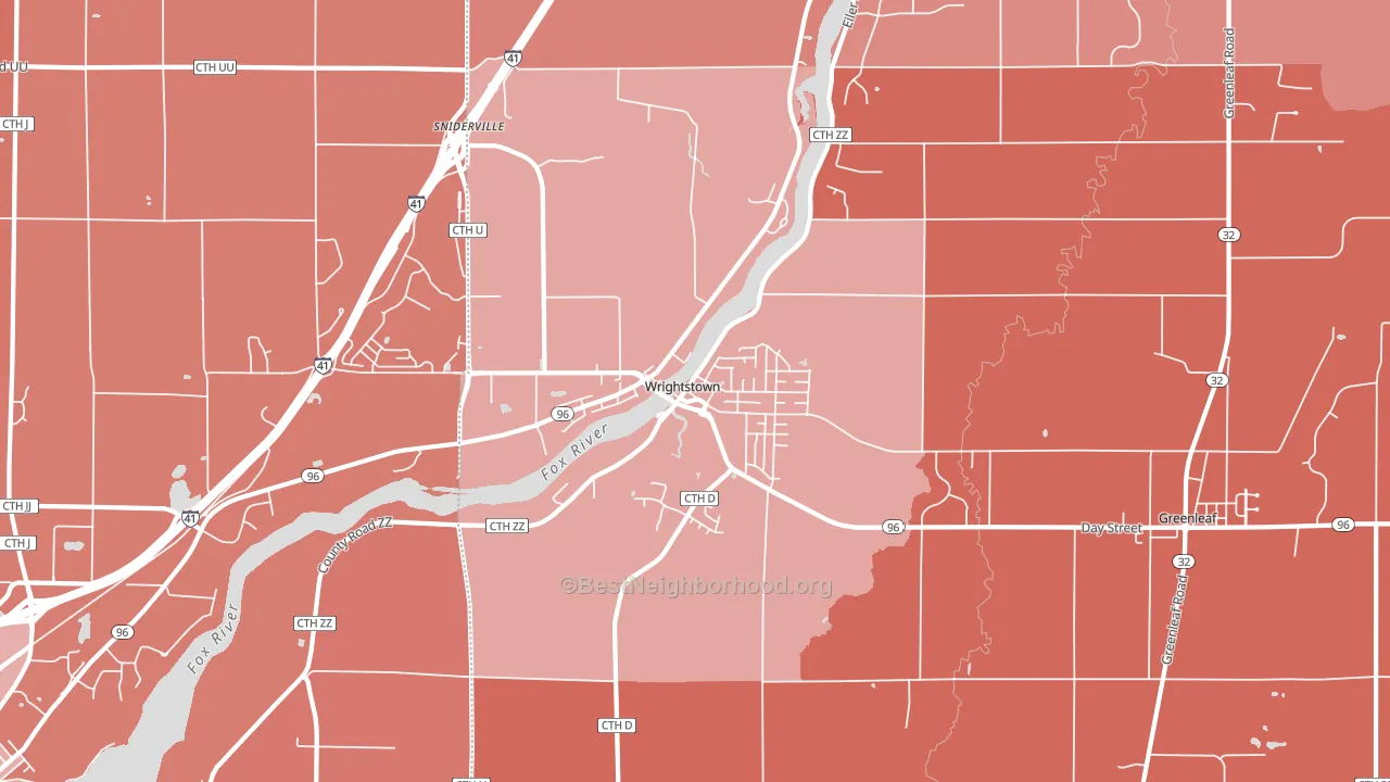Wrightstown, WI block-group political-lean map