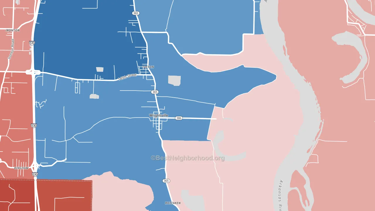 Wrightsville, AR block-group political-lean map