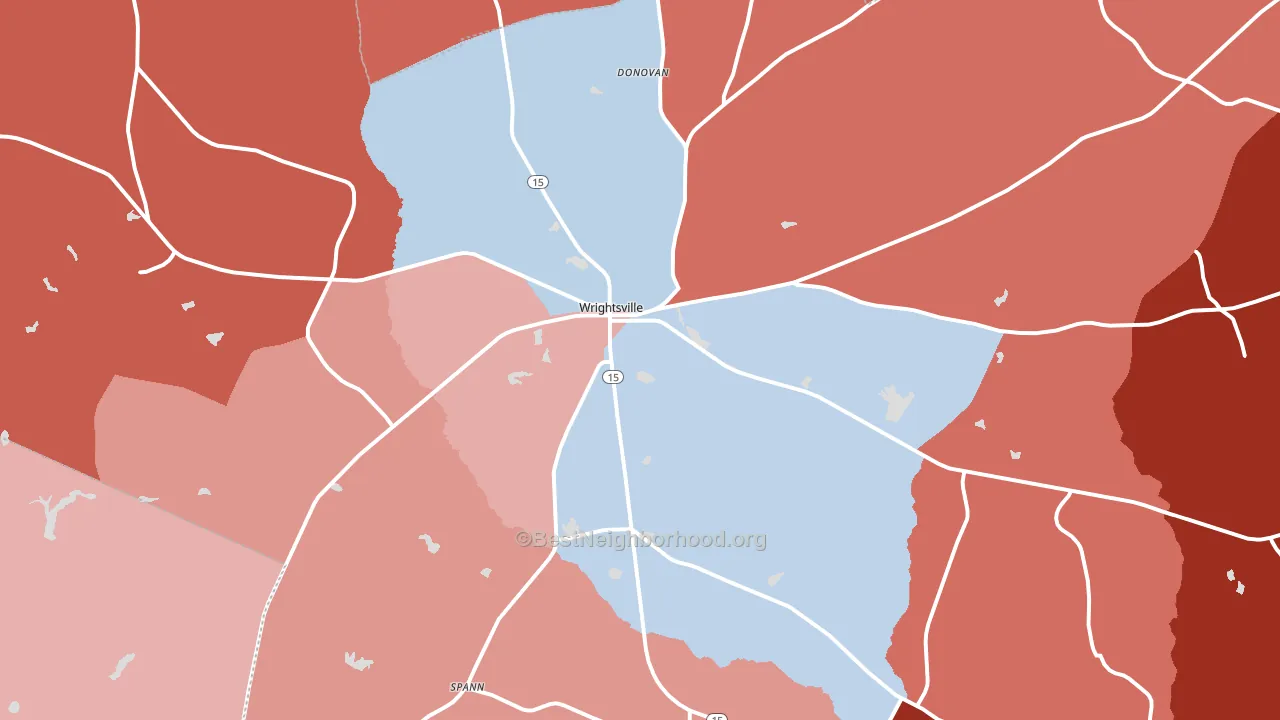 Wrightsville, GA block-group political-lean map