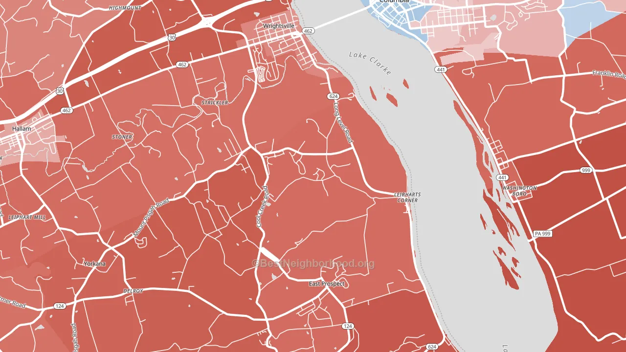 Wrightsville, PA block-group political-lean map