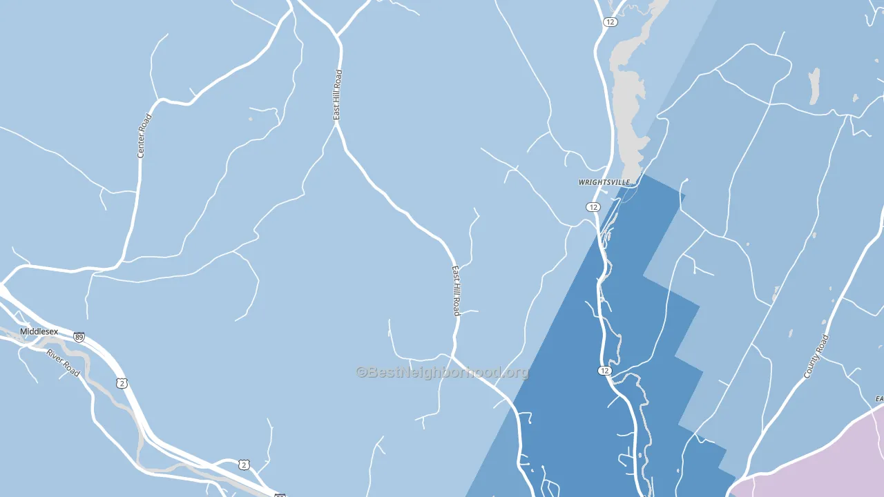 Wrightsville, VT block-group political-lean map