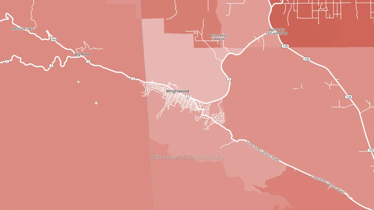Wrightwood, CA block-group political-lean map