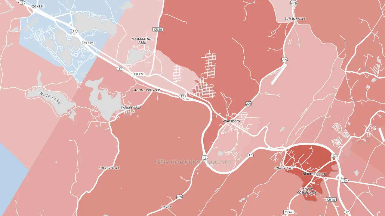 Wurtsboro, NY block-group political-lean map