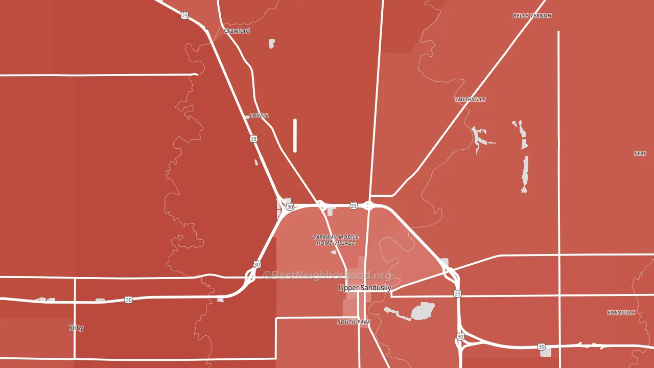 Wyandot County, OH block-group political-lean map