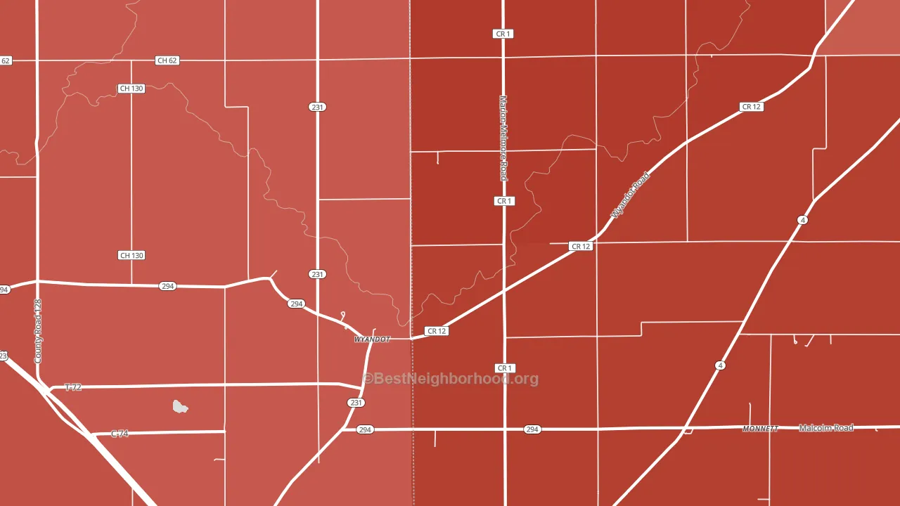 Wyandot, OH block-group political-lean map