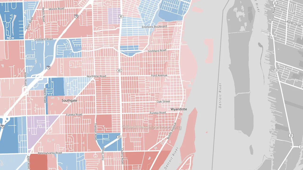 Wyandotte, MI block-group political-lean map
