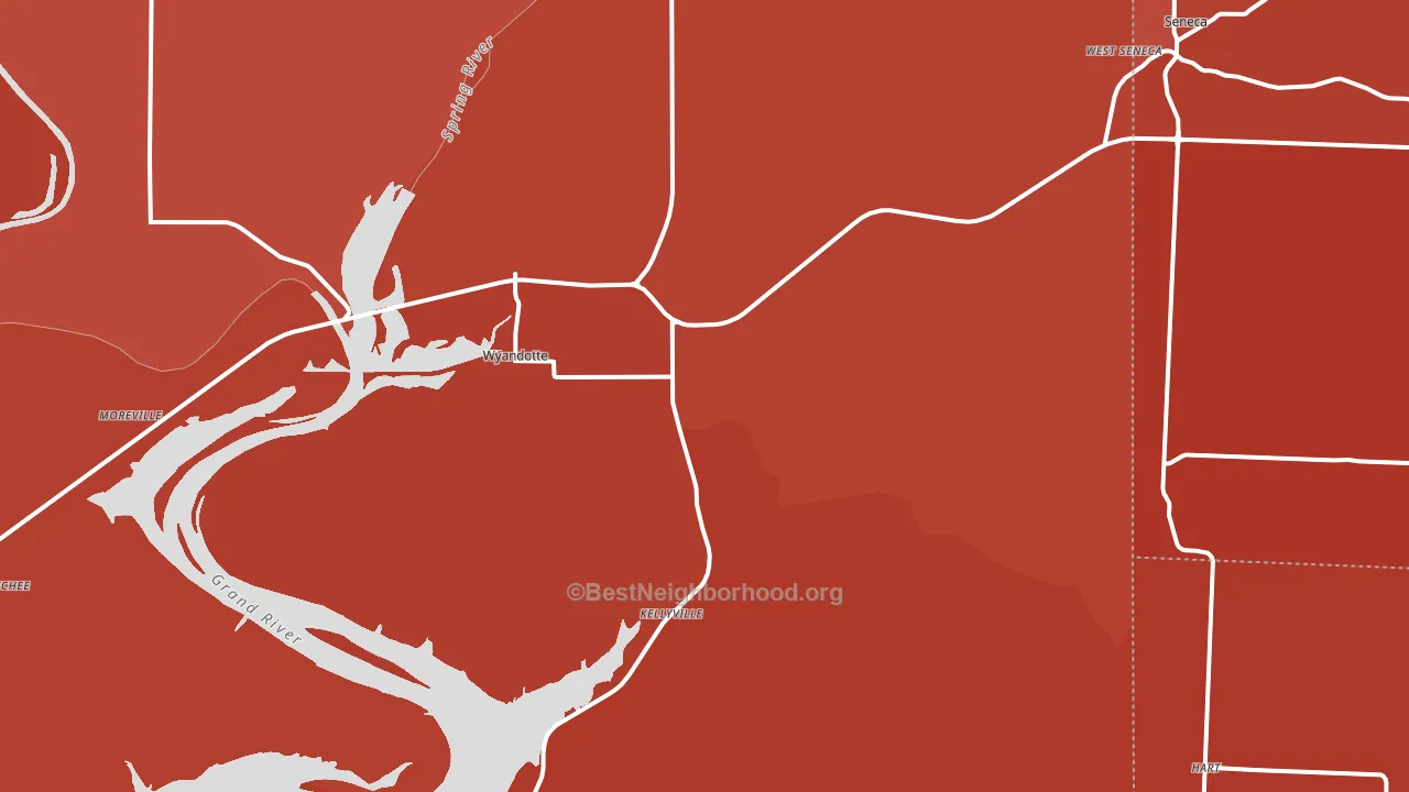 Wyandotte, OK block-group political-lean map