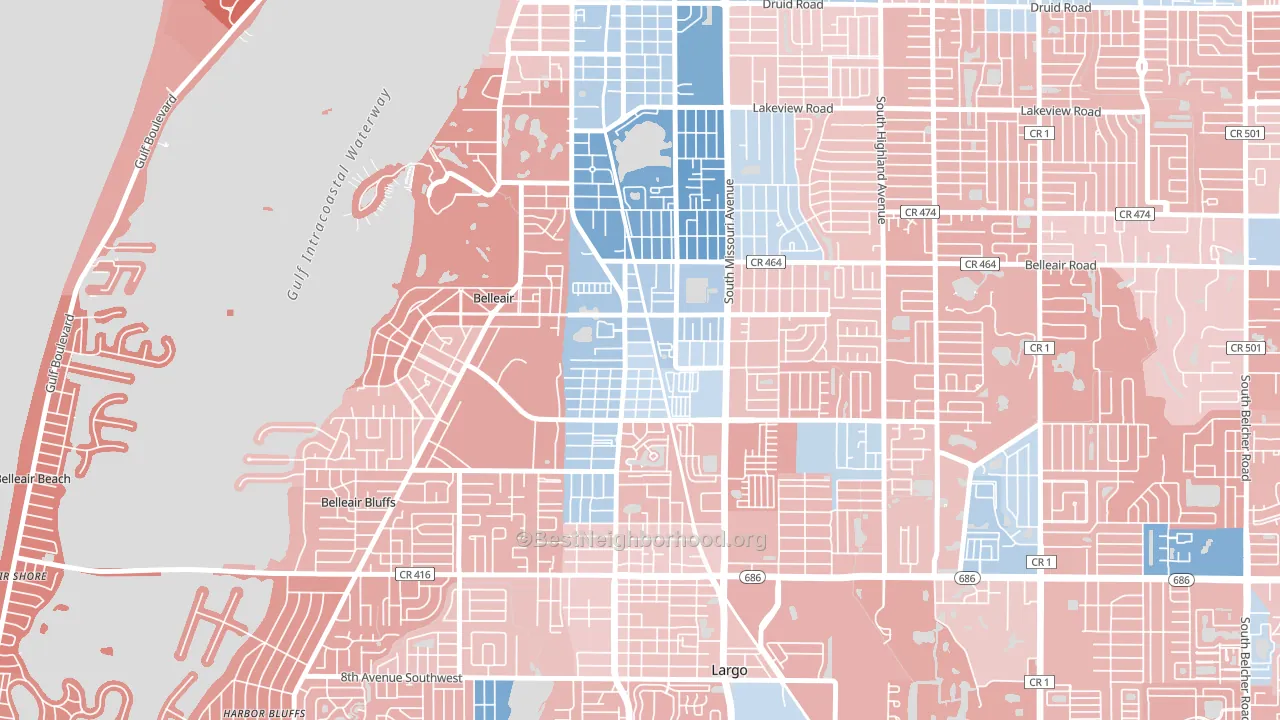 Wyatt Street, Largo, FL block-group political-lean map
