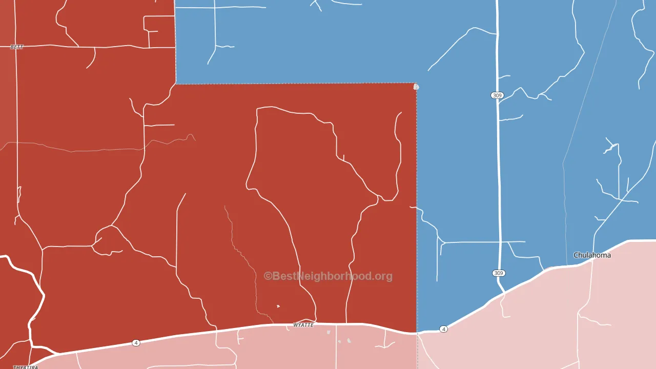 Wyatte, MS block-group political-lean map