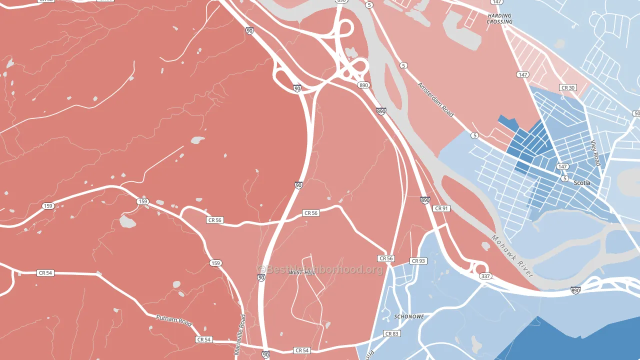 Wyatts, NY block-group political-lean map