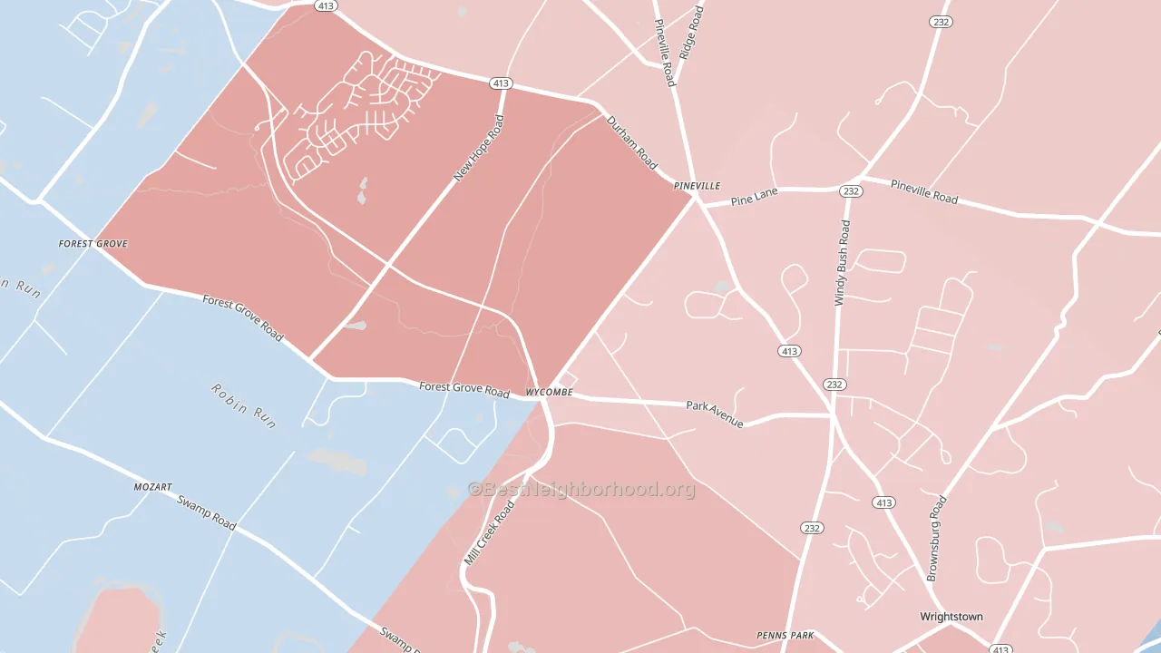Wycombe, PA block-group political-lean map