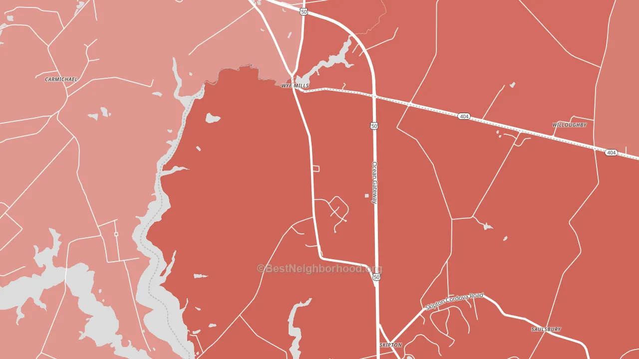 Wye Mills, MD block-group political-lean map