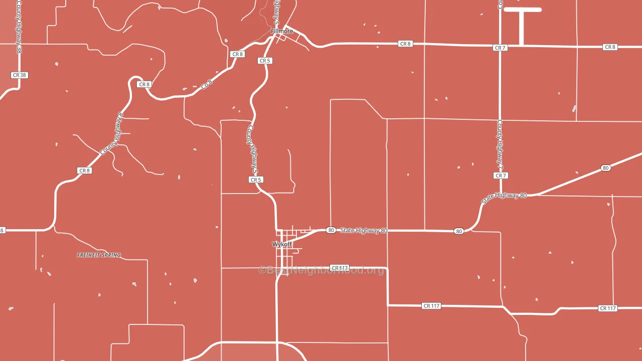 Wykoff, MN block-group political-lean map