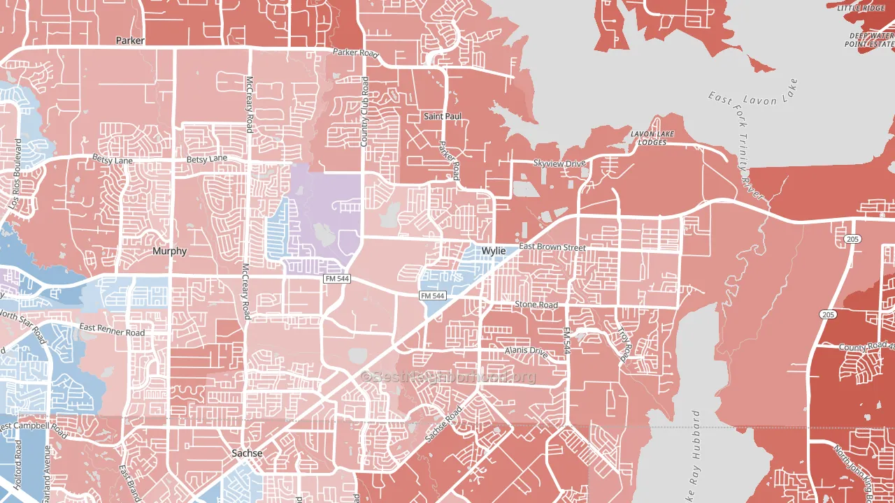 Wylie, TX block-group political-lean map