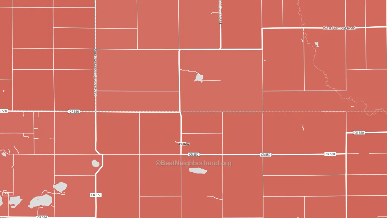 Wyman, MI block-group political-lean map