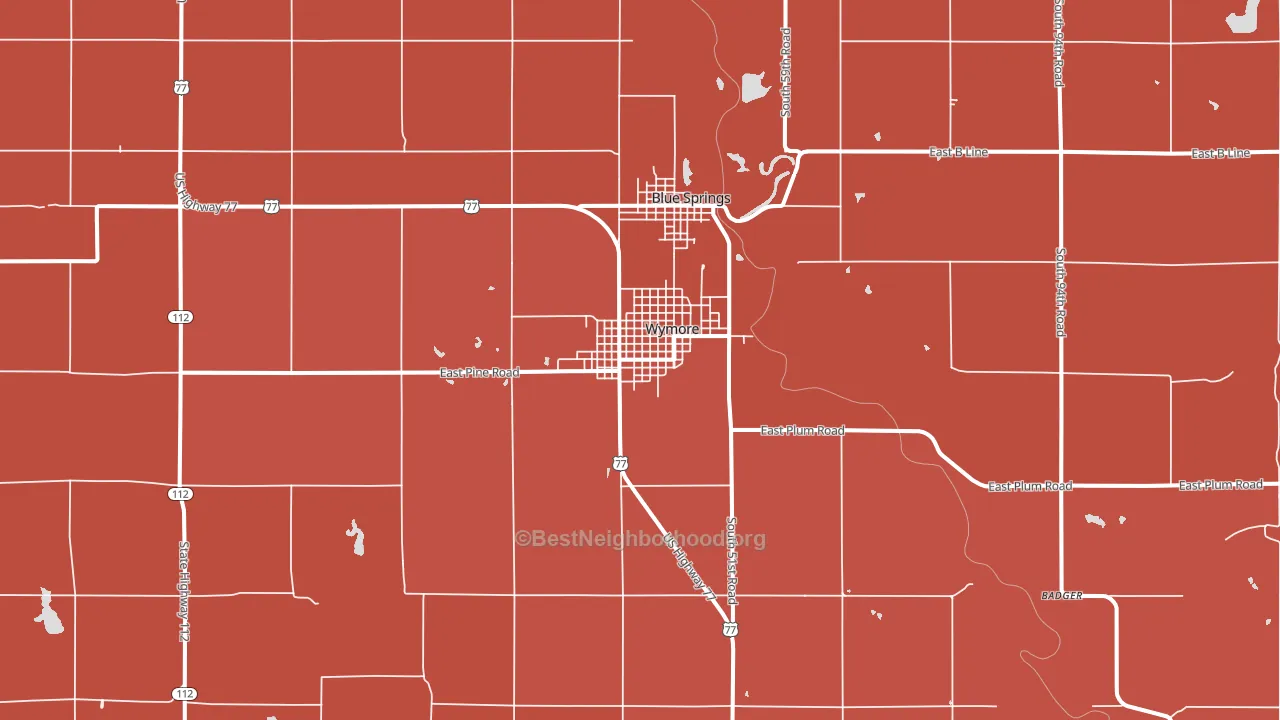 Wymore, NE block-group political-lean map