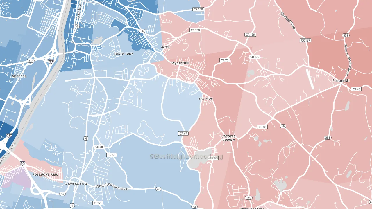 Wynantskill, NY block-group political-lean map