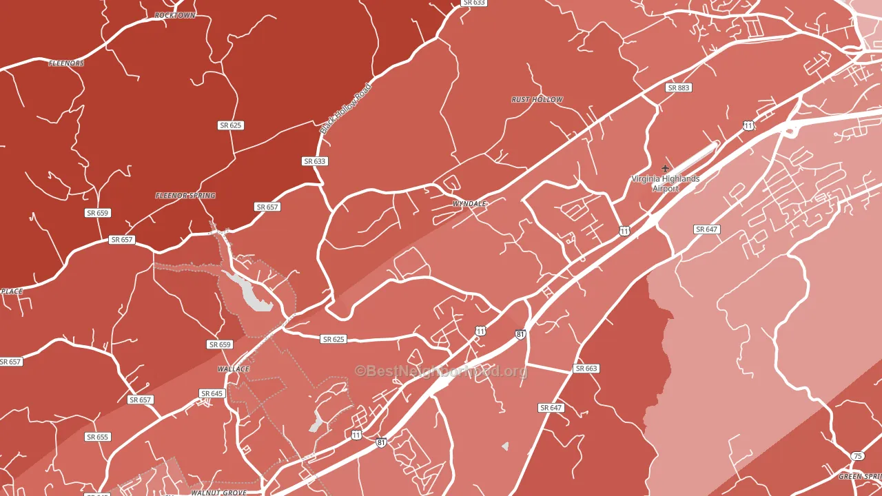 Wyndale, VA block-group political-lean map