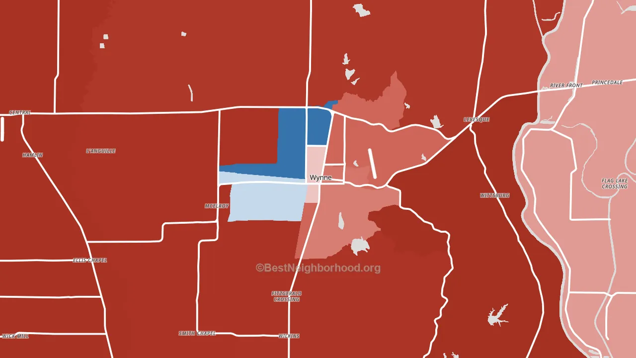 Wynne, AR block-group political-lean map