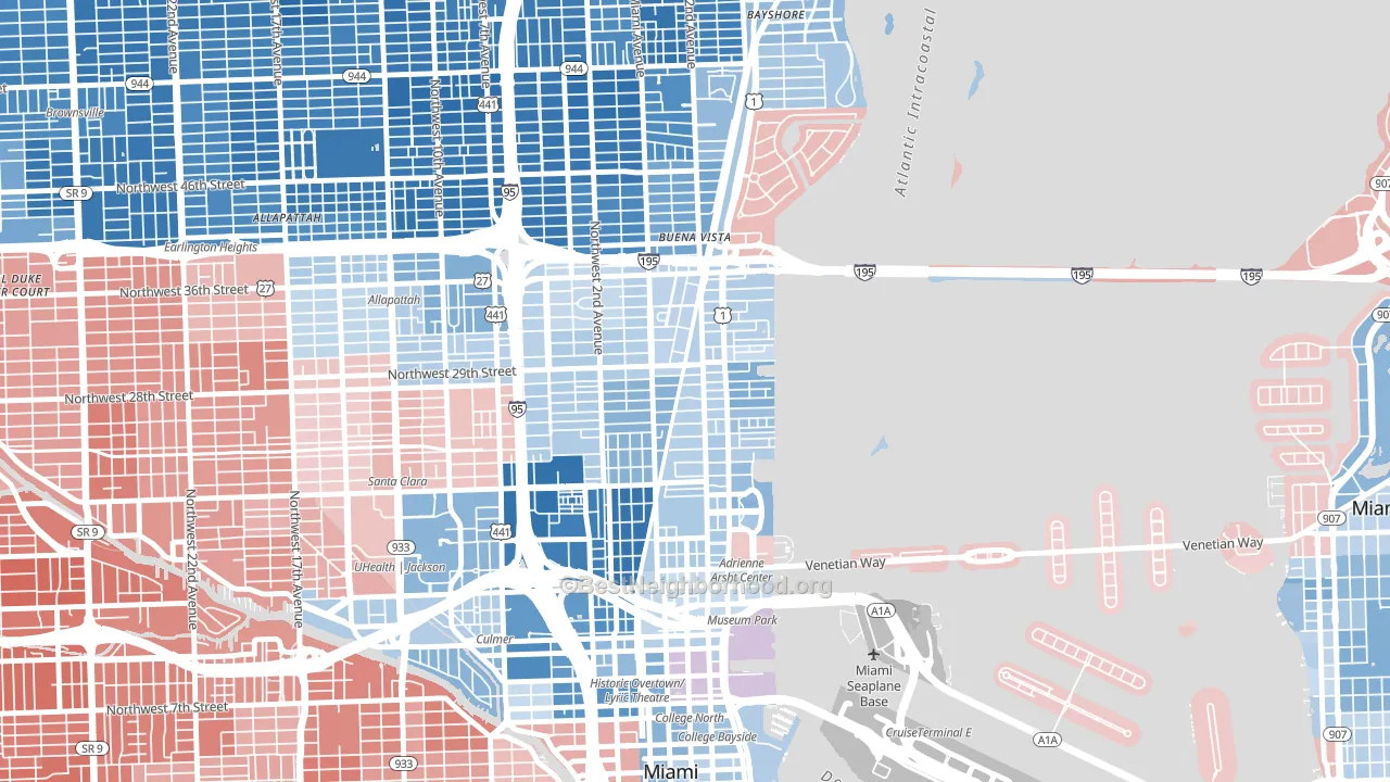 Wynwood, Miami, FL block-group political-lean map