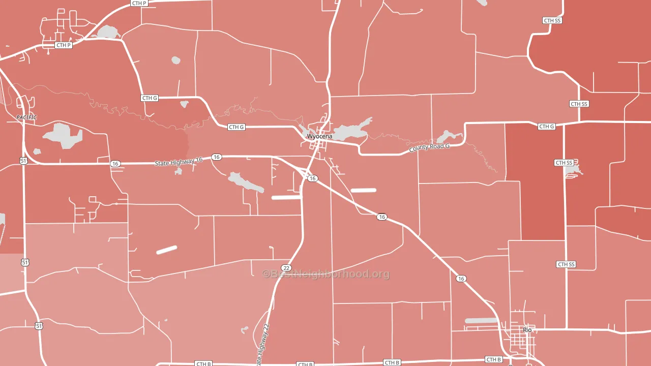 Wyocena, WI block-group political-lean map