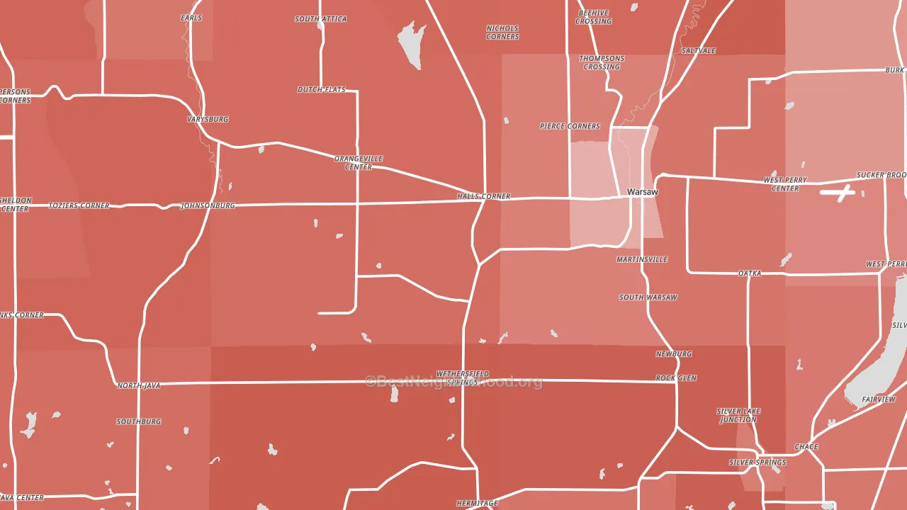 Wyoming County, NY block-group political-lean map
