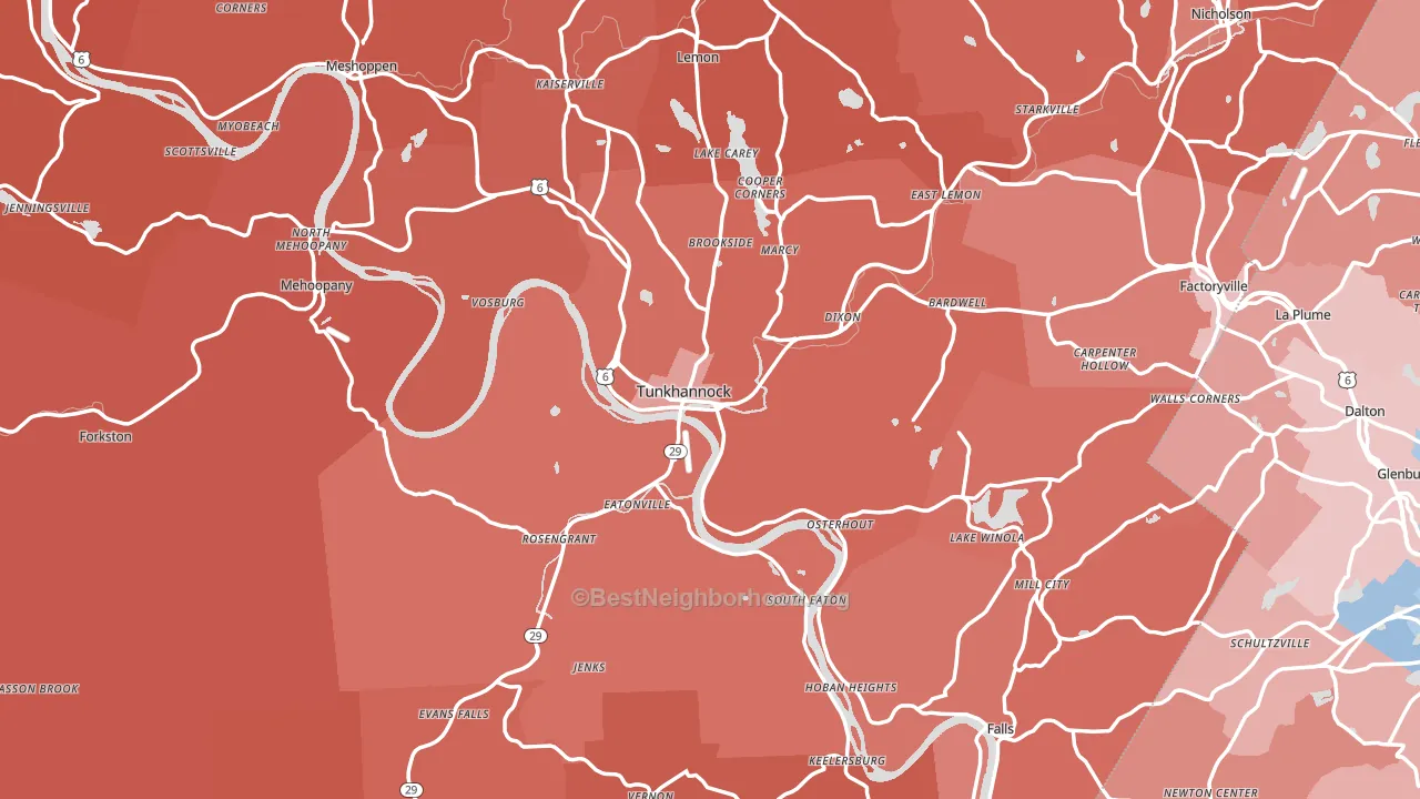 Wyoming County, PA block-group political-lean map