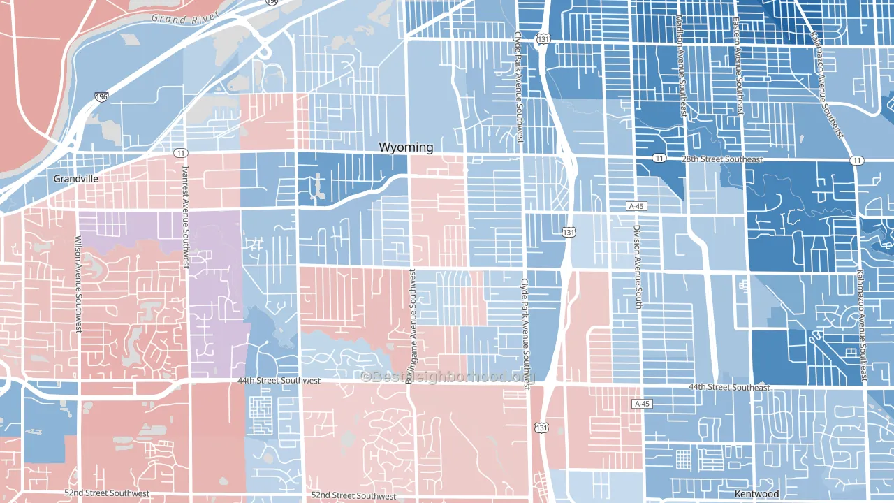 Wyoming, MI block-group political-lean map