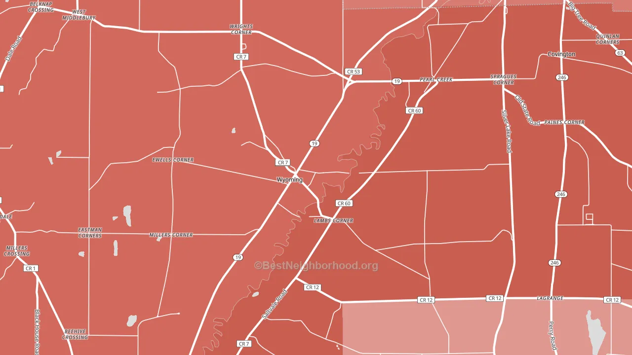 Wyoming, NY block-group political-lean map