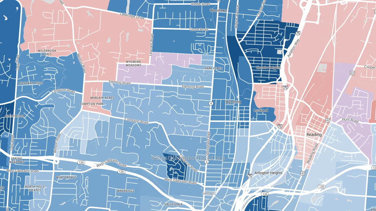 Wyoming, OH block-group political-lean map