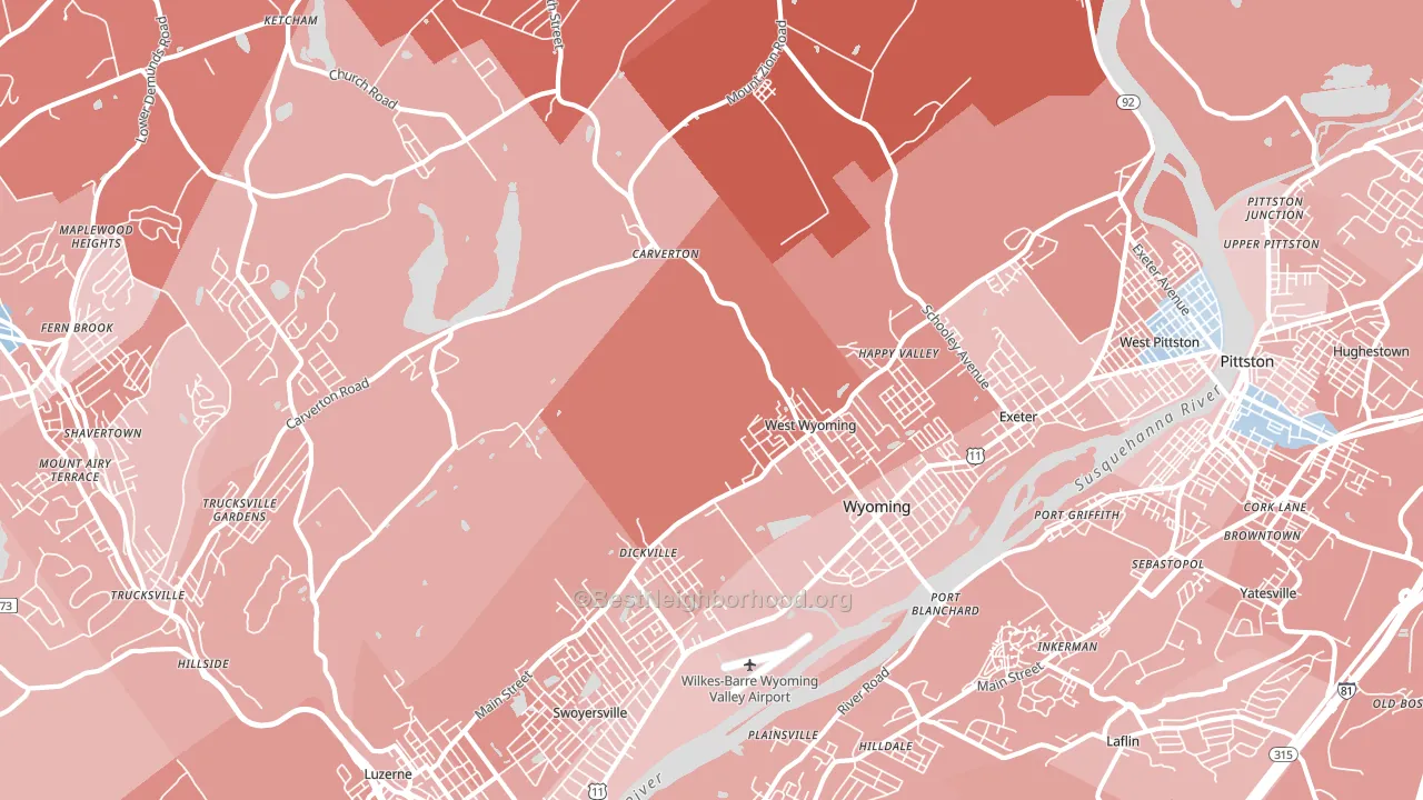 Wyoming, PA block-group political-lean map