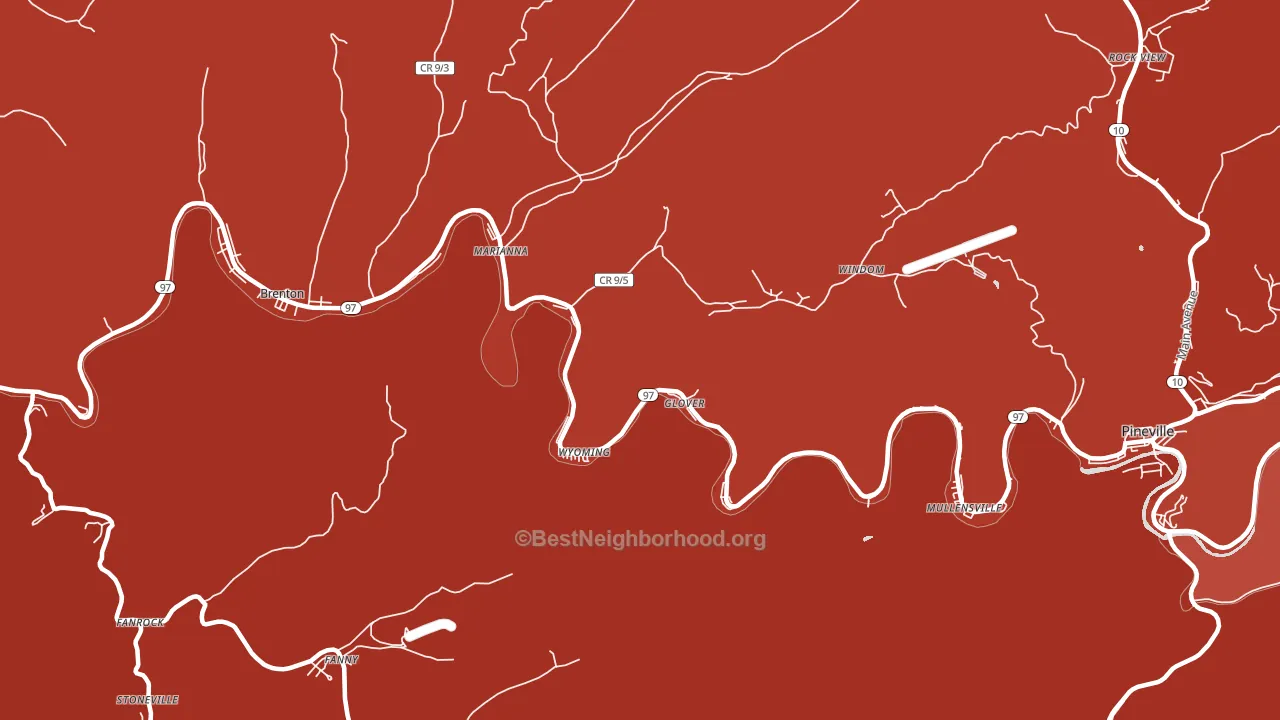 Wyoming, WV block-group political-lean map
